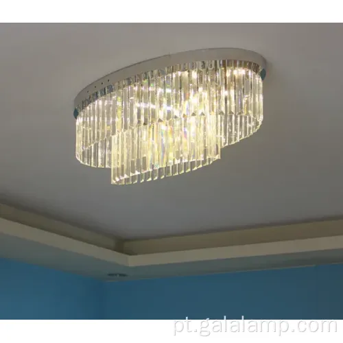 Lâmpada de cristal de teto oval para sala de estar